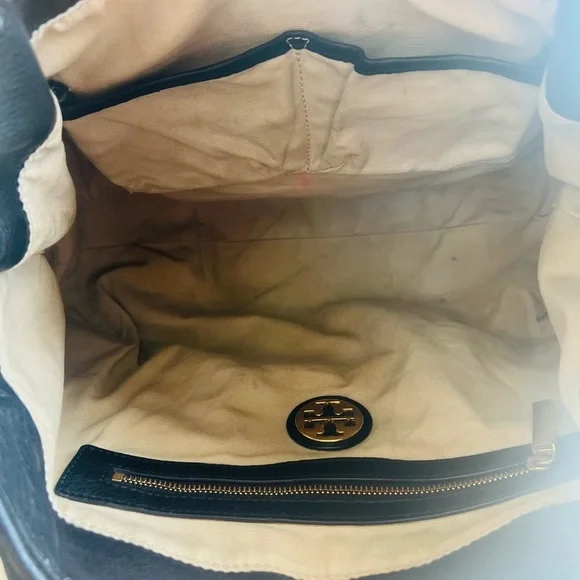 Tory Burch Amanda Black Leather Hobo Tote Bag Convertible Shoulder Crossbody - Picture 7 of 10